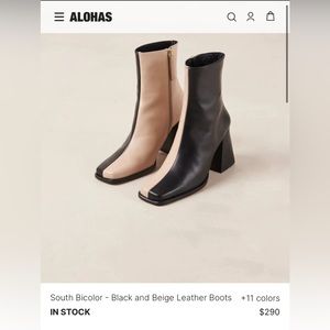 ALOHAS South Bicolor - Black and Beige Leather Boots Size 42